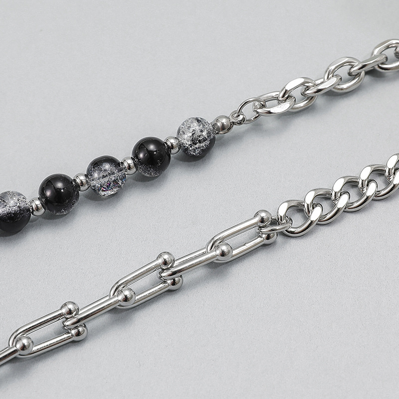 Necklace Men Necklace Hip Hop Cuban Chain Zhang Hao Style Beaded For Men And Women, High-End Trendy Men's Accessories, Titanium Steel Four-Pointed St_voghion.com