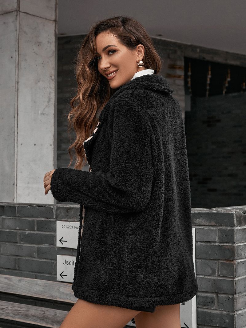 Women's Clothing leopard print lapel fur cardigan sherpa windbreaker jacket _voghion.com