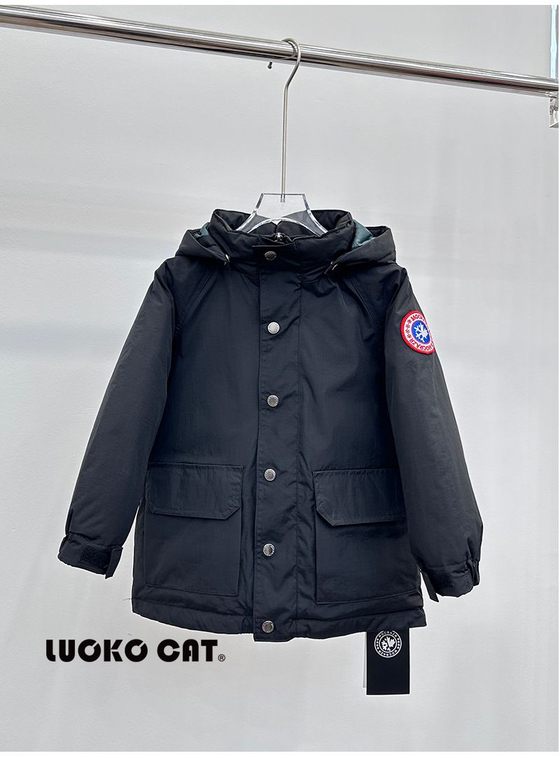Kid's Clothing Children's Down Jacket Mid Length Thickened Hooded Detachable Windproof And Waterproof White Duck Down New Winter Style_voghion.com