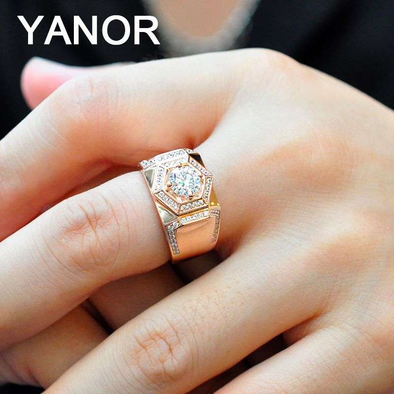 S Moissanit Diamant Verstellbar Rosé Faarweg Gold Dominant Männer Zeigefangerring Instagram_voghion.com