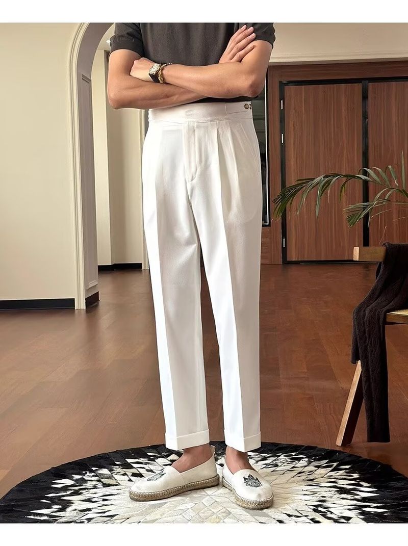 Calças masculinas British Gorge Workwear Calça casual Nine Point Calças soltas retas Nápoles_voghion.com