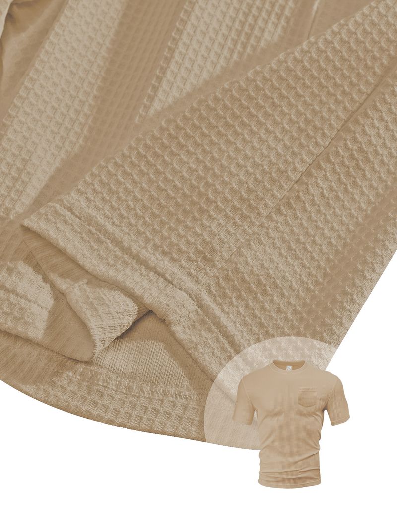 Herrenbekleidung Sommer Sport Freizeit Locker Dünn Waffel Kurzarm Shorts Anzug_voghion.com