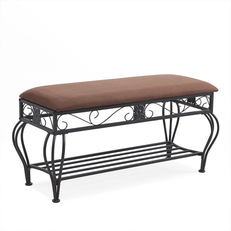 Multipurpose Upholstered Shoe Rack Bench,End Of Bed Bench,for Entryway,Bedroom,Metal Frame_voghion.com