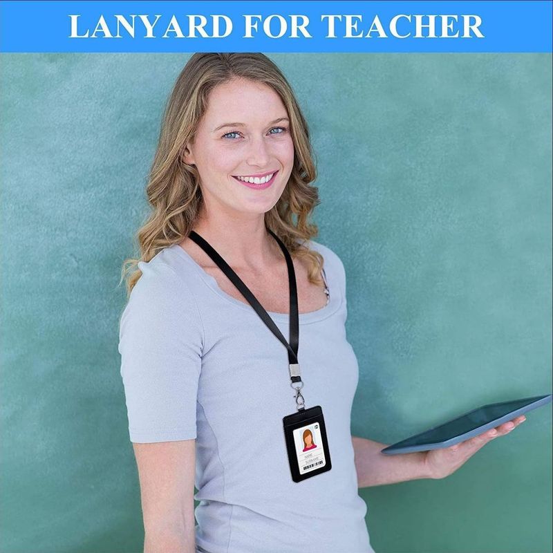 Ausweishalter mit mehreren Kartenfächern, leicht zu ziehende Schnalle, Schlüsselband, leicht zu ziehende ID-Schnalle, einziehbare Schnalle, PU-Kartenhalter_voghion.com