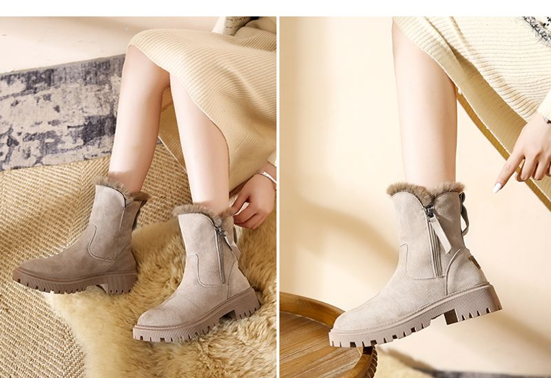 MCDV Ispessimento Neve Donne 2023 Inverno Caldo Stilista di Moda Stivali Con Piattaforma Gladiatore antiscivolo Breve Peluche Appartamenti In Pelle Scamosciata_voghion.com