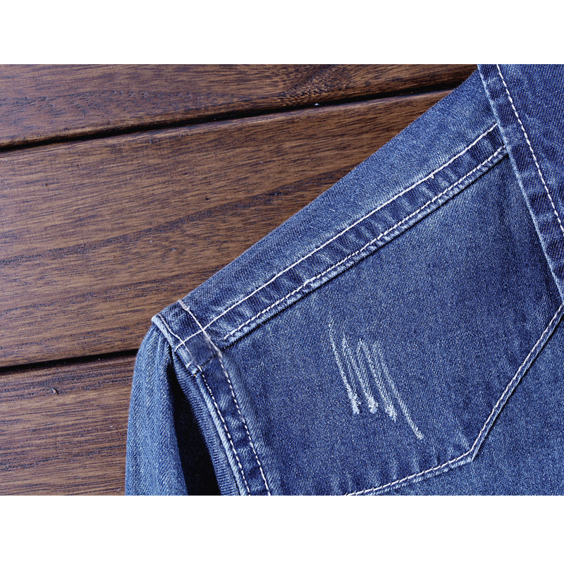 Yeni Kore slim fit kot gömlek, erkek uzun kollu genç Kore moda pamuklu gömlek, öğrenci ince ceket partisi_voghion.com