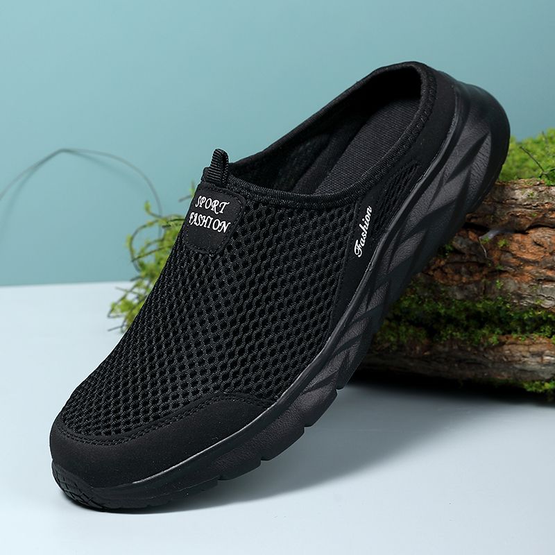 YRZL Herren Halbschuhe Sommer Atmungsaktive Mesh Herrenschuhe Outdoor Casual Wanderschuhe Große Flache Leichte Mesh-Hausschuhe Sandalen_voghion.com