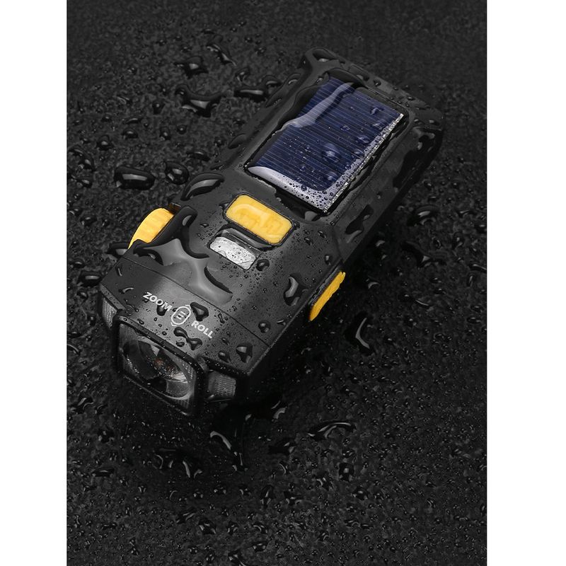 Nuova lampada frontale ricaricabile ad energia solare con display digitale, zoom regolabile e fascio abbagliante/anabbagliante, guida notturna laser bianco_voghion.com
