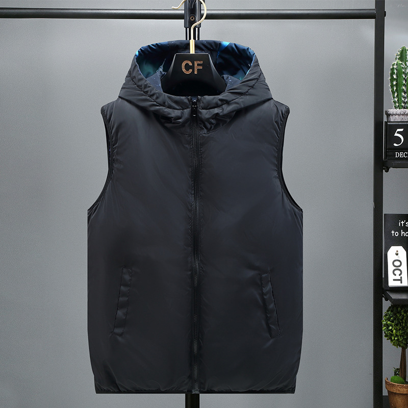 Men's Clothing Vest Men's Autumn And Winter Thickened Down Cotton Winter Waistcoat Jacket Youth Version Handsome Double-sided Vest Shoulder Vest_voghion.com