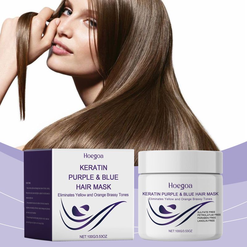 Maschera nutriente idratante Hoegoa Keratin Purple per capelli lisci, delicati e lucenti_voghion.com