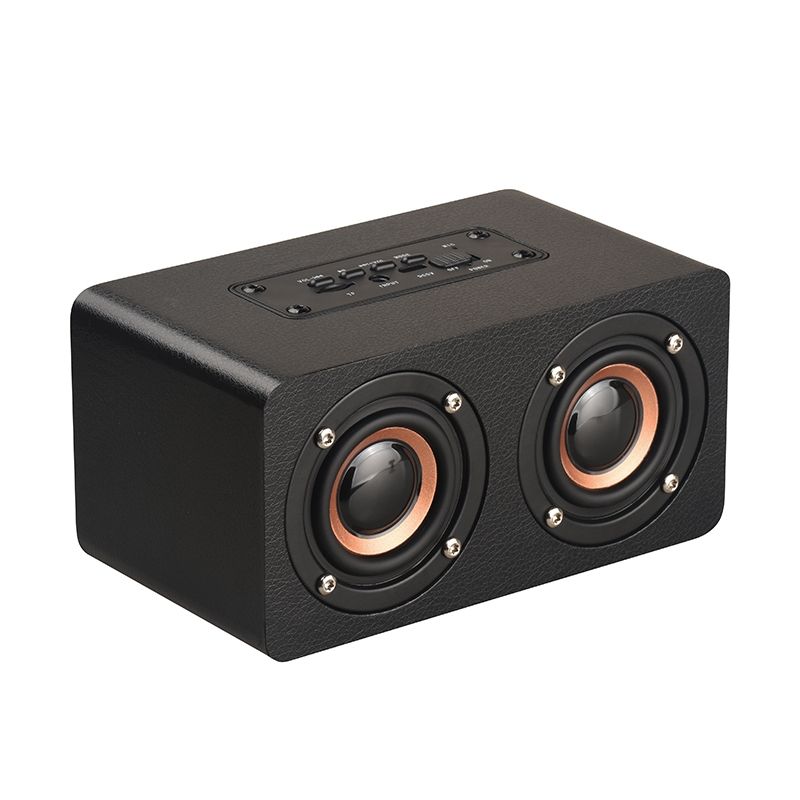 M5 Subwoofer Holz-Bluetooth 4.2-Lautsprecher, unterstützt TF-Karte und 3,5 mm AUX und FM (schwarz)_voghion.com