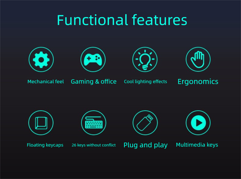 Moken Private Model Wired Gaming Keyboard With Lighting, Mechanical Feel, Good For Typing, Office Gift_voghion.com