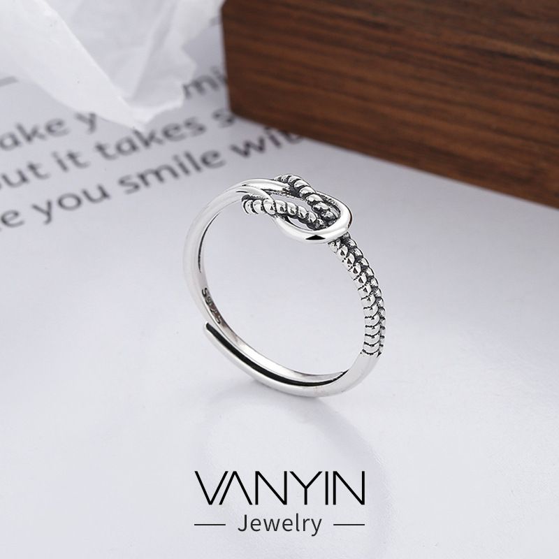 Wanying Thai Knot Fried Dough Twists Ring Sterling Silber Trend Ins Style Leichter Luxus Kleiner Schmuck_voghion.com