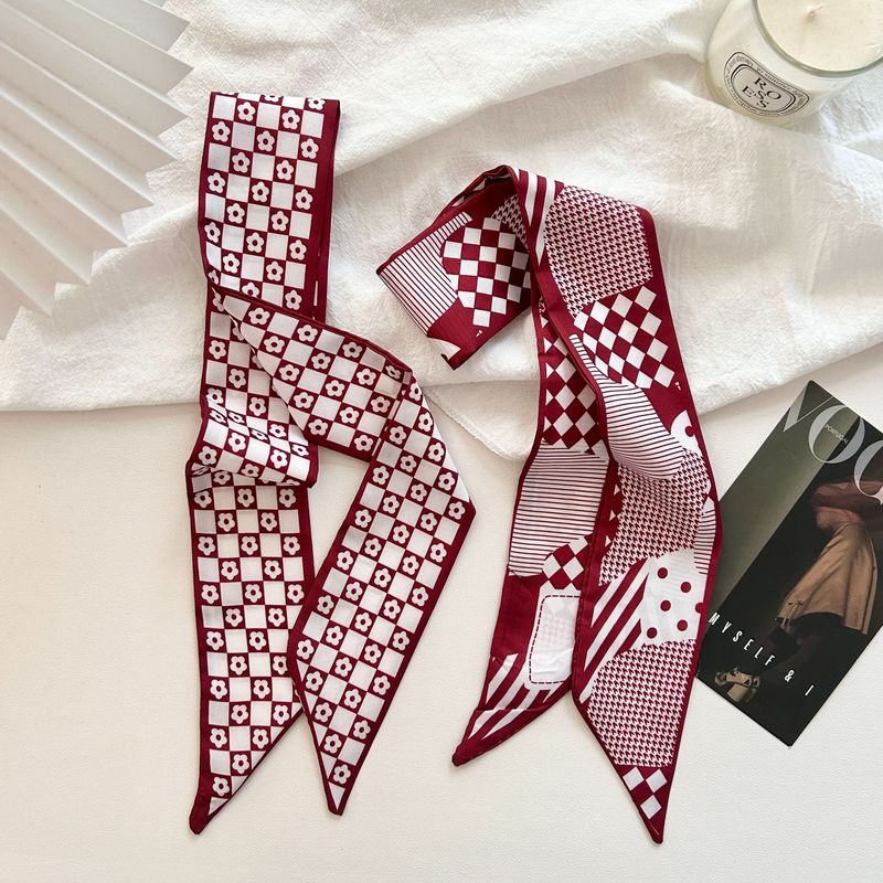 Sommer neuer rot gestreifter französischer minimalistischer dünner langer schmaler Haargummiband-Multifunktionshalsschal_voghion.com