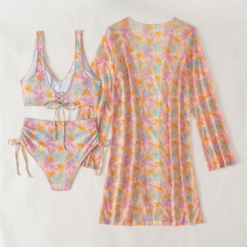 Women's Clothing Color Printed Women's Swimsuit Bikini Bikini Three Piece Women's Swimsuit_voghion.com