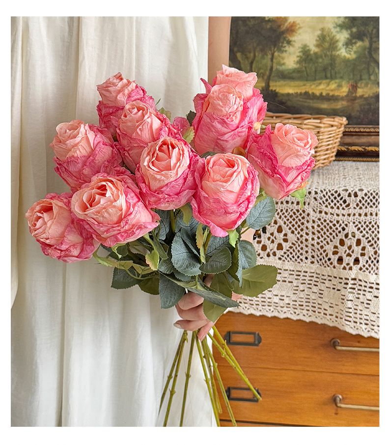 Elegant Artificial Rose Bouquet - Realistic Silk Flower For Wedding, Home Decor, Photography Props (Multiple Colors Available) Fake Flower Ornaments_voghion.com
