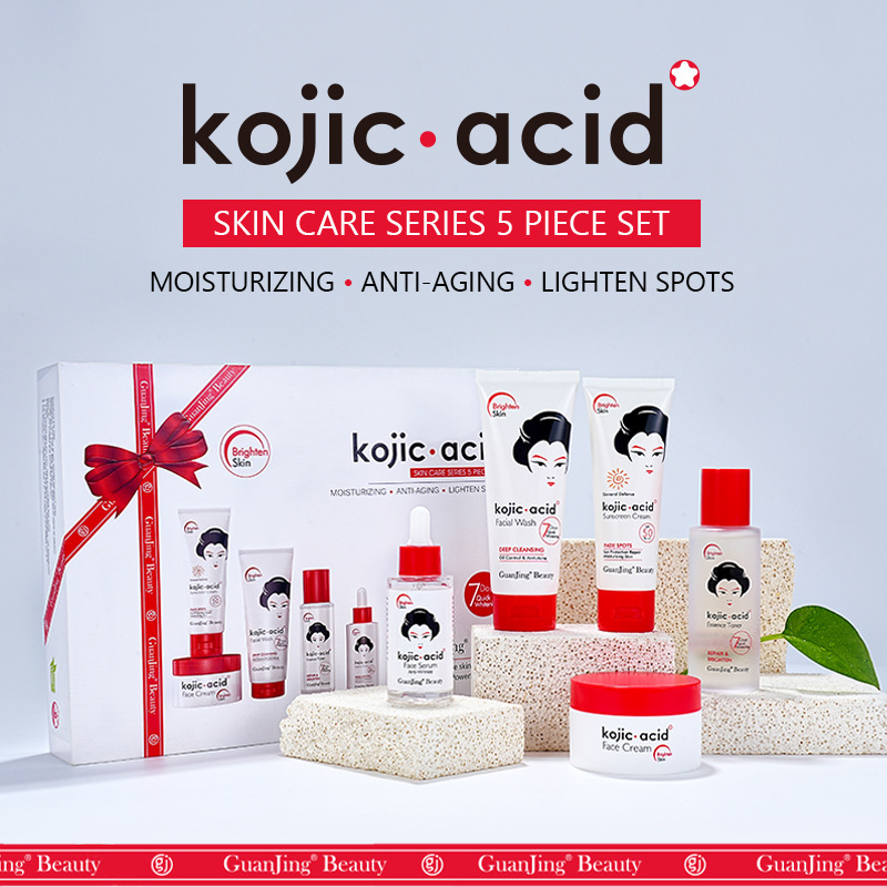 Conjunto de cuidados com a pele GuanJing ilumina e hidrata todo o kit de ácido kójico_voghion.com
