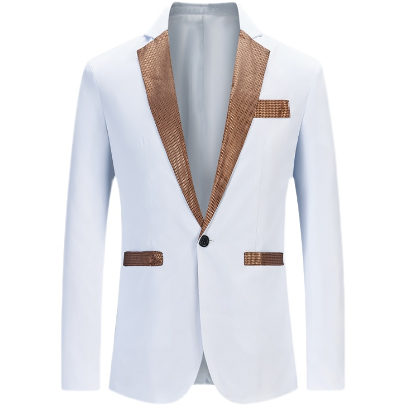 Stylish's Blazer Casual Slim Fiess Formal One Button Office Suit Blazer Coat Top White Suit Jacket Masculino Blazers_voghion.com