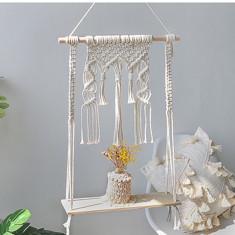 Bohemian style hand-woven rack tapestry wall decoration shelf flower basket bracket ins homestay decoration_voghion.com