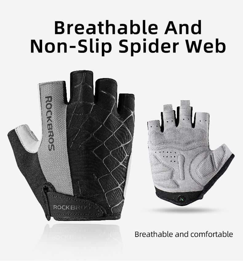 Gants de cyclisme ROCKBROS, mi-doigts, antichoc, respirants, VTT, vélo de montagne, gants de sport, hommes et femmes, gants courts_voghion.com