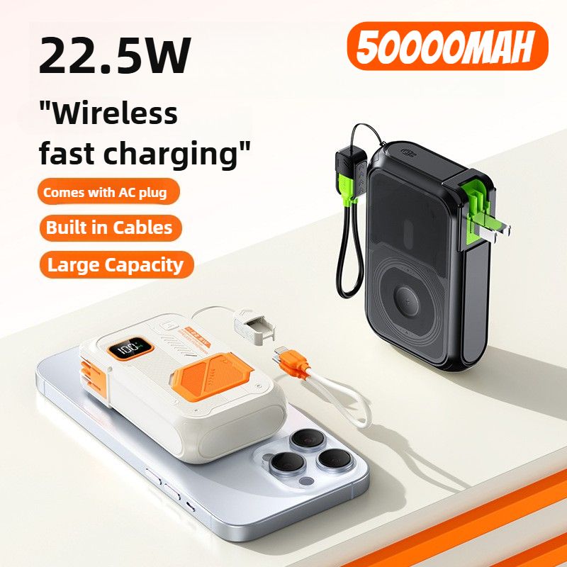 22.5W Magnetic Power Bank100000 MAh Wireless Fast Charging With Plug Phone Holder Portable Charger For IPhone_voghion.com