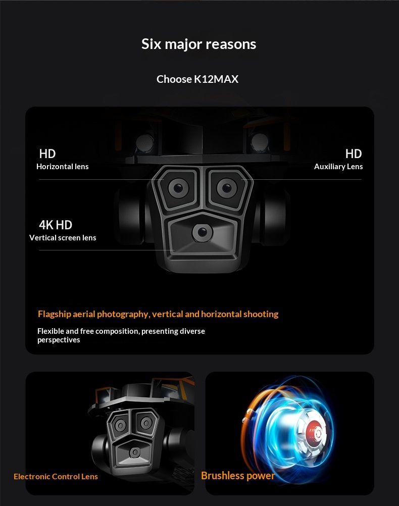 Hold Cross-Border New Product K12Max Brushless Quadcopter Screen-Control Remote Control Aircraft HD Real-Time Aerial_voghion.com