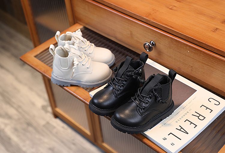 Scarpe per bambini, stivali in cotone tinta unita con cerniera laterale, caldi in pile per bambini_voghion.com