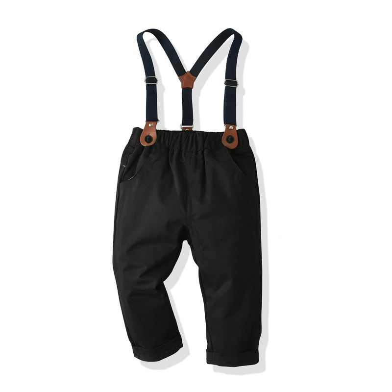 Baby Boy Gentleman Papillon Camicia bianca Bretelle Abito Abito da sera per bambini Set di quattro pezzi_voghion.com