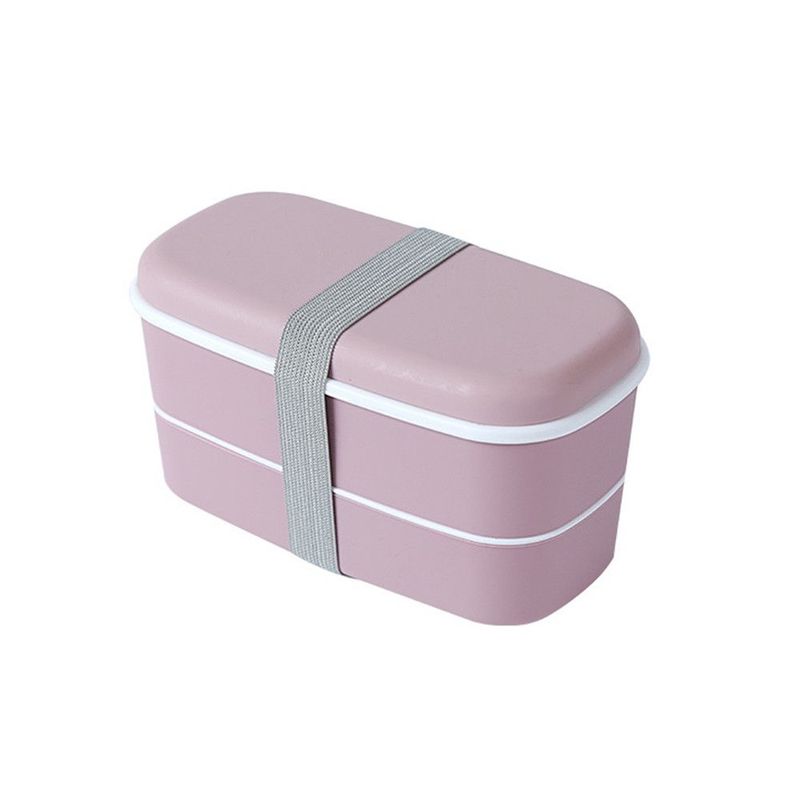 2Pcs Plastic Material Refrigerator Fresh-Keeping Double-Layered Lunch Box Microwave Heating Food Storage Container_voghion.com