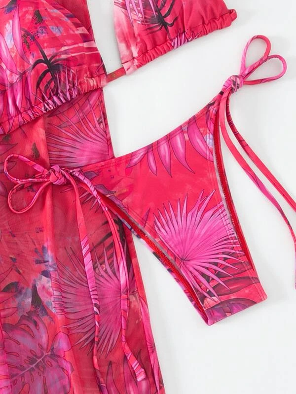 Badekleeder Fraen Split Dräi-Stéck Laangärm Blouse Internet Promi Riemen Bikini_voghion.com