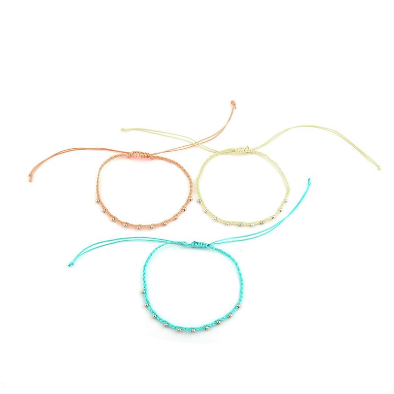 Nova corrente de pés tecida à mão com linha de cera impermeável colorida com conjunto ajustável de 3 peças_voghion.com