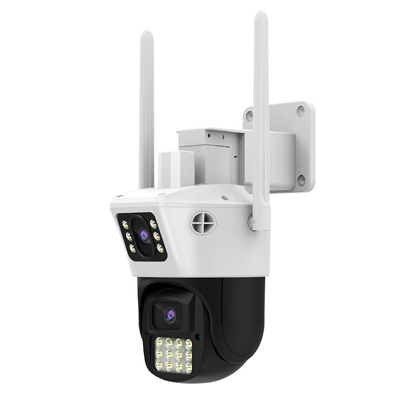Telecamera wireless con doppio schermo e obiettivo, telecomando mobile, 360 gradi, senza angoli morti, monitor per esterni, per la casa_voghion.com