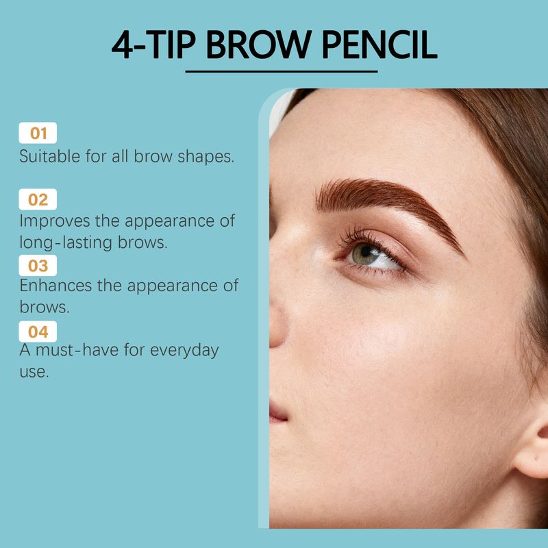 Zephoco Smudge-Proof Four-Pronged Pencil Dark Brown Three-Dimensional Color Rendering Non-Smudge Waterproof Sweat-Proof_voghion.com