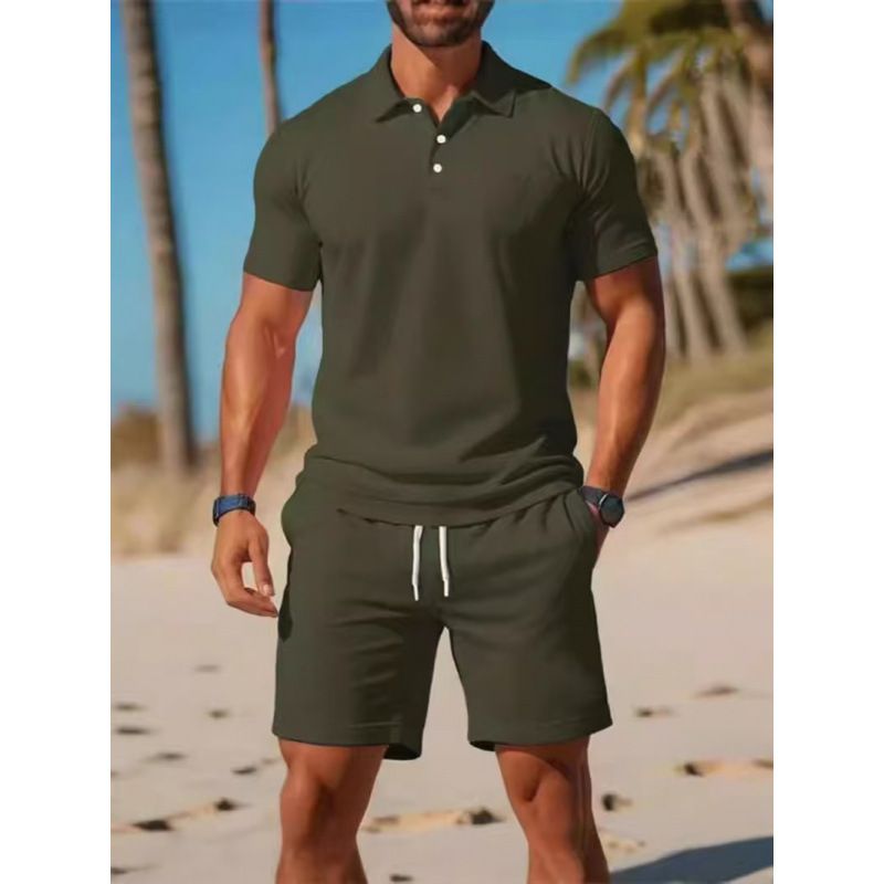 Herrenbekleidung Herren Sommer Casual Sport T-Shirt & Shorts Set - Slim Fit, Atmungsaktiv, Schnelltrocknend, Mehrfarbige Optionen Für Fitnessstudio, Reisen & Alltagskleidung_voghion.com