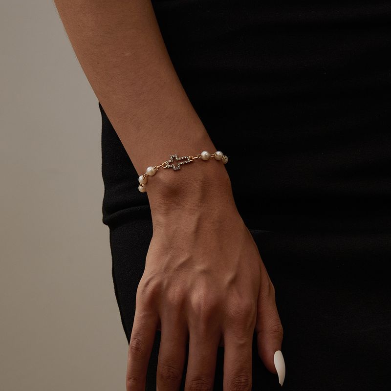 Bracelet créatif en forme de 8 avec perles creuses et strass pour femme_voghion.com