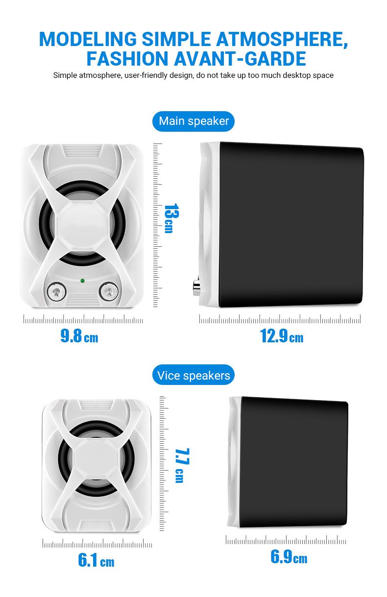 USB + AUX vadu datora zemfrekvences skaļruņu komplekts 5W + 3W * 2 basu pastiprināšanas stereo 2.1 datoram un tālrunim, skaļrunis_voghion.com