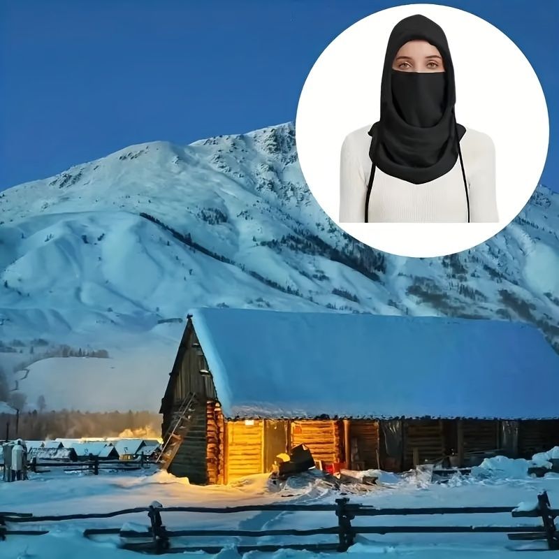 Balaclava de iarnă unisex, glugă tricotată - mască rezistentă la vânt cu șnur, căciulă tricotată caldă pentru motocicletă, vreme rece_voghion.com