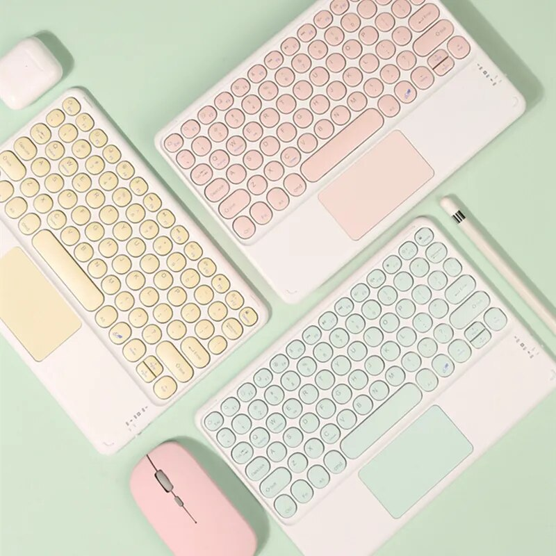 iPad Keybaord iPhone Samsung Galaxy Xiaomi Huawei Microsoft Surface HP için Dokunmatik Yüzeyli Kablosuz Bluetooth Klavye_voghion.com