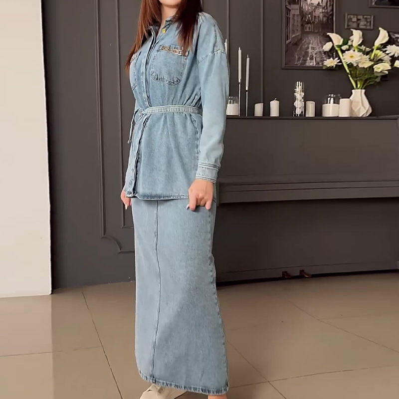 Ženska oblačila Moda Obrabljeni oprani ležerni jeans topi in krila Obleke_voghion.com