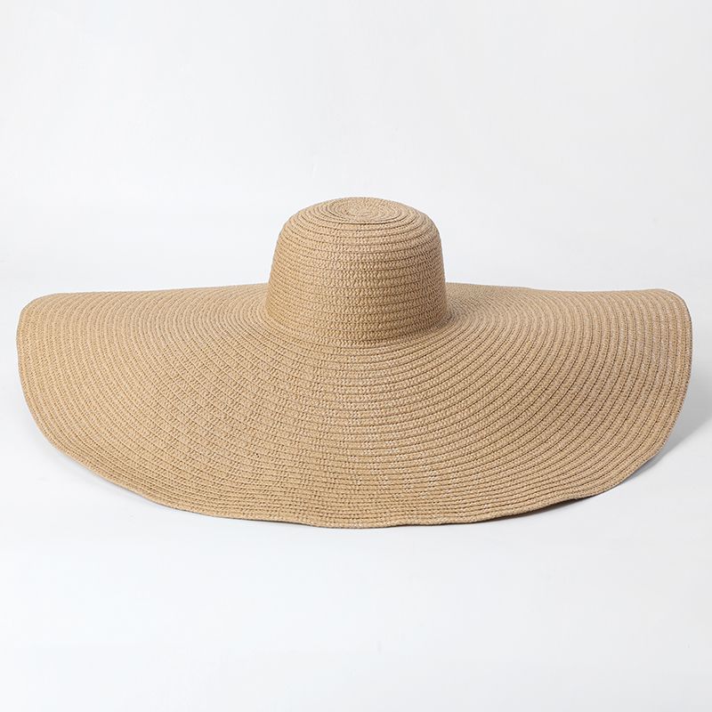 Vendita calda pieghevole da donna oversize floppy paglia 70 cm di diametro grande tesa cappelli estivi da sole Panama viaggio spiaggia cappello all'ingrosso_voghion.com