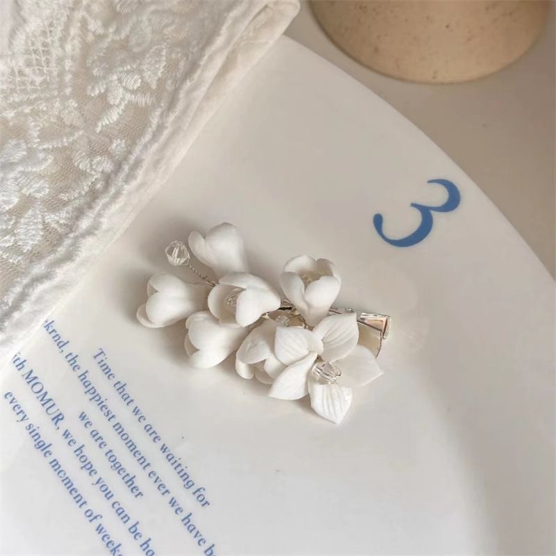 elegáns jázminvirág kiegészítők, csúcskategóriás temperamentum, frufru, oldalsó csatos hajcsat, női fejfedők_voghion.com