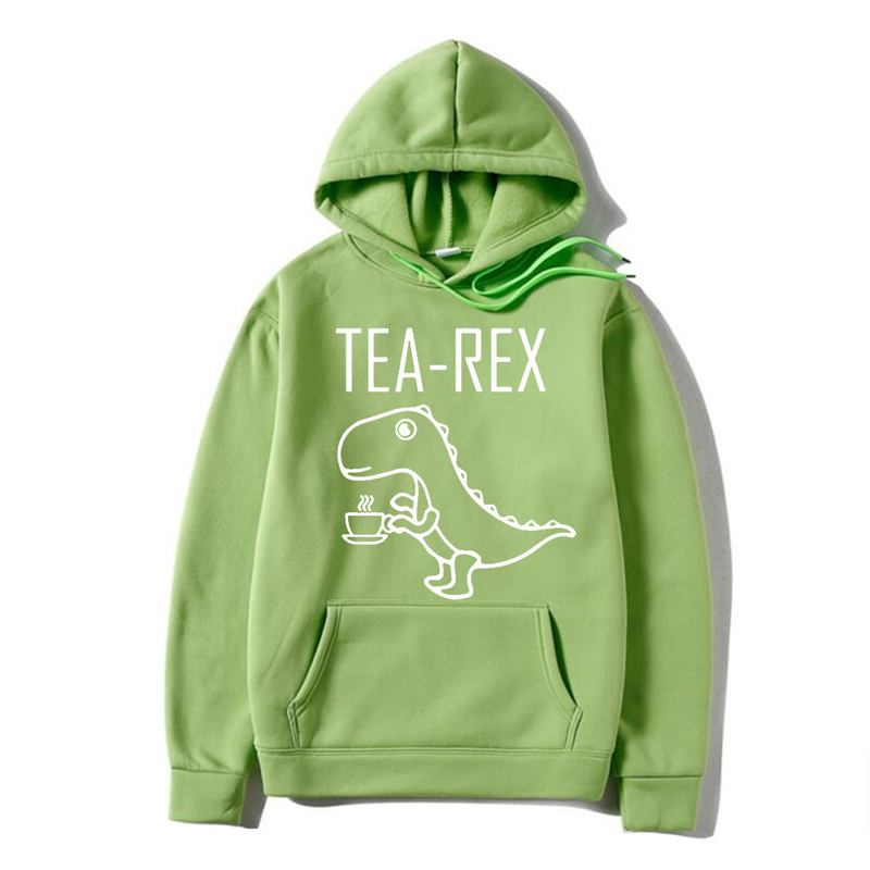 Nuovo simpatico dinosauro che beve caffè Maglioni da uomo e da donna con cappuccio di tendenza di strada_voghion.com