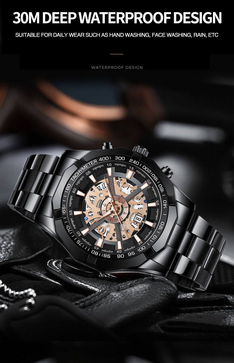 Montre d'affaires à vendre à chaud Montre non mécanique pour homme Montre mécanique d'affaires décontractée lumineuse et étanche_voghion.com