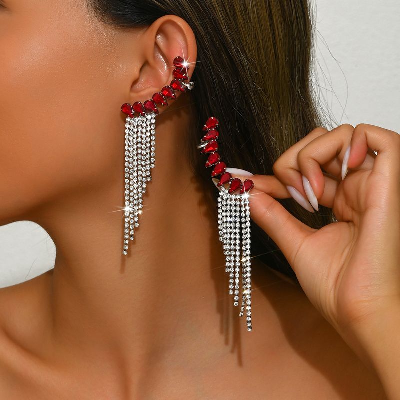 Unisex Earrings Personalized Tassel Earrings Fashionable Temperament Super Flash Diamond Claw Chain Earrings_voghion.com