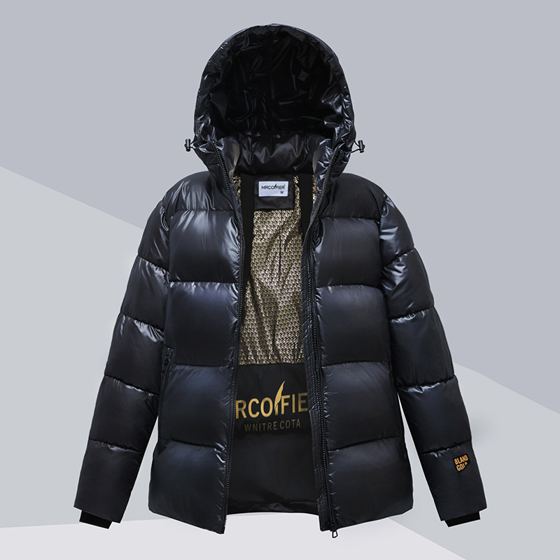 Piumino con cappuccio a cinque griglie da donna, nuovi vestiti invernali corti per uomo e donna, larghi e alla moda, spessi_voghion.com