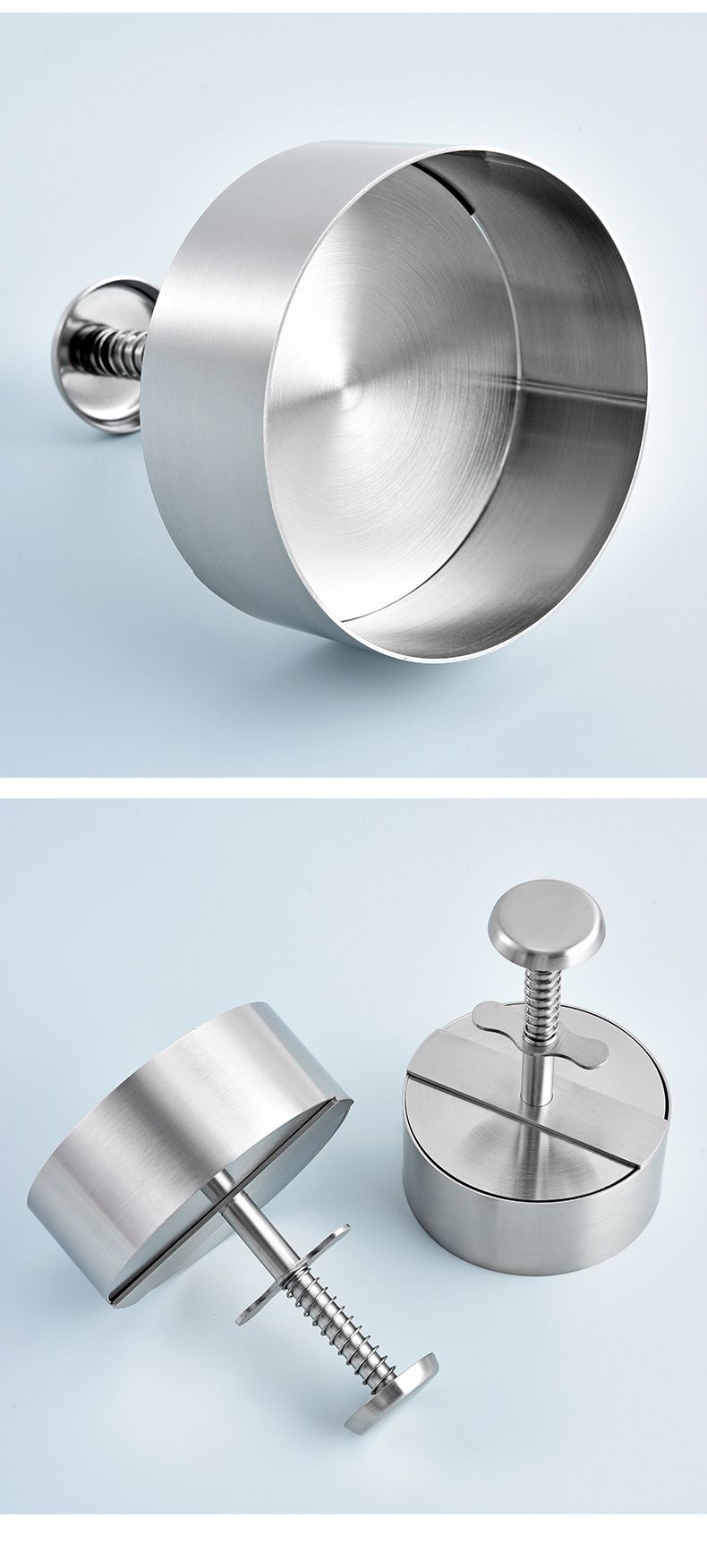 Food Grade 304 Stainless Steel Hamburger Manual Press Household Round Meat Patty Mold Kitchen Tool_voghion.com