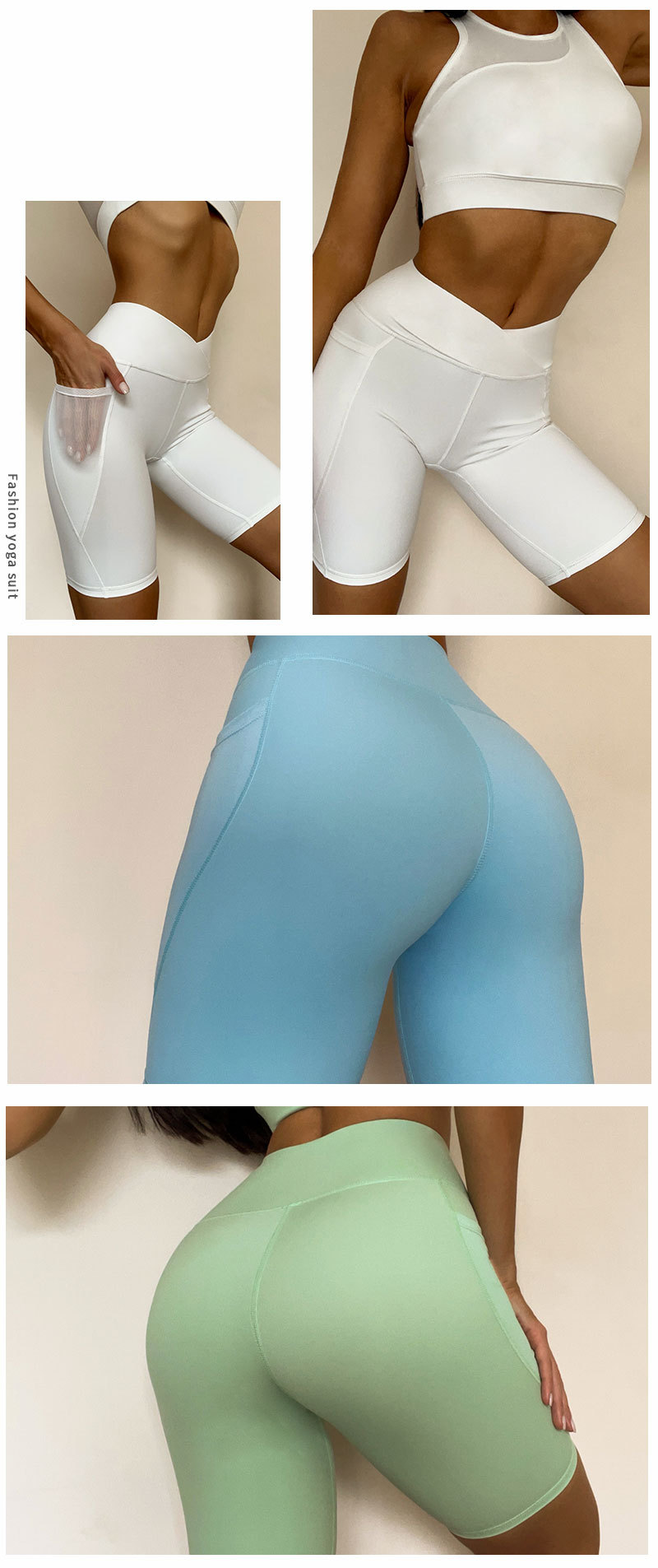 Women's fashion mesh stitching beauty back running training set_voghion.com