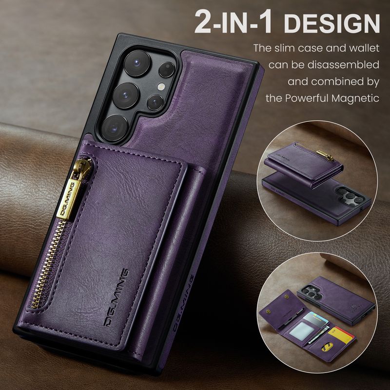 Custodia protettiva in pelle con portafoglio multi-carta antifurto con spazzola M5 per Samsung S23 Ultra._voghion.com