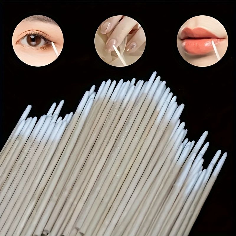 100/300/500/1000 Stück 50/100er-Set Wattestäbchen für präzises Make-up, Augenbrauen- und Wimpernkunst – Einweg, Beauty Essentials_voghion.com