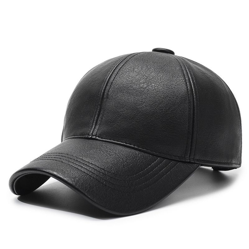 Baseballmütze für den Außenbereich, warme Sonne, für Herbst und Winter, Entenschnabelmütze, einfache, lässige Herren-Ledermütze_voghion.com